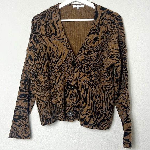 Madewelll Tigerized Cameron Ribbed Cardigan Sweater - Picture 2 of 8